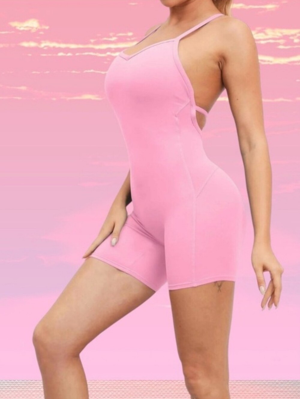 Yoga Romper XL Pink Seamless Bodysuit NWT